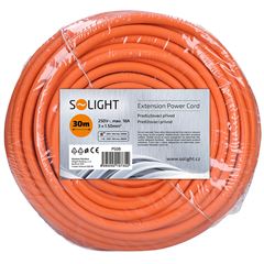 Solight prodlužovací přívod - spojka, 1 zásuvka, 30 m, 3 x 1,5mm2, oranžová
