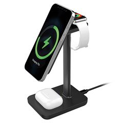 Solight stolní nabíječka 3v1, Qi2, MagSafe kompatibilní