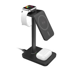 Solight stolní nabíječka 3v1, Qi2, MagSafe kompatibilní