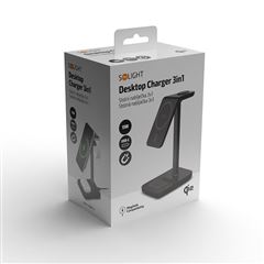 Solight stolní nabíječka 3v1, Qi2, MagSafe kompatibilní