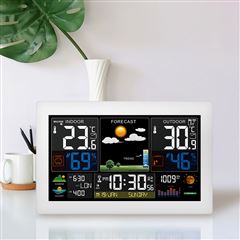 Solight meteostanice, extra velký barevný LCD, teplota, vlhkost, tlak, RCC, USB nabíjení, bílá