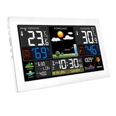 Solight meteostanice, extra velký barevný LCD, teplota, vlhkost, tlak, RCC, USB nabíjení, bílá