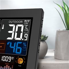 Solight meteostanice, XL barevný LCD, teplota, vlhkost, tlak, RCC, černá