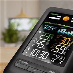 Solight meteostanice, barevný LCD, vnitřní/venkovní teplota a vlhkost, tlak, RCC, černá