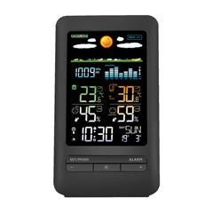 Solight meteostanice, barevný LCD, vnitřní/venkovní teplota a vlhkost, tlak, RCC, černá