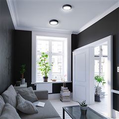 Solight LED mini panel CCT, přisazený, 12W, 900lm, 3000K, 4000K, 6000K, kulatý, černá barva