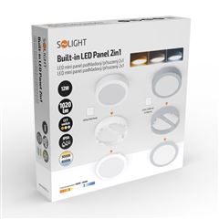 Solight LED mini panel koupelnový 2v1, 3CCT, podhledový/přisazený, 12W, 1020lm, IP54, stříbrná, kulatý