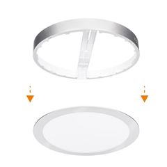 Solight LED mini panel koupelnový 2v1, 3CCT, podhledový/přisazený, 18W, 1530lm, IP54, stříbrná, kulatý