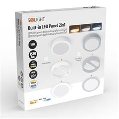 Solight LED mini panel koupelnový 2v1, 3CCT, podhledový/přisazený, 18W, 1530lm, IP54, bílá, kulatý