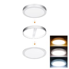 Solight LED mini panel koupelnový 2v1, 3CCT, podhledový/přisazený, 24W, 2040lm, IP54, stříbrná, kulatý