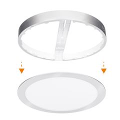 Solight LED mini panel koupelnový 2v1, 3CCT, podhledový/přisazený, 24W, 2040lm, IP54, stříbrná, kulatý