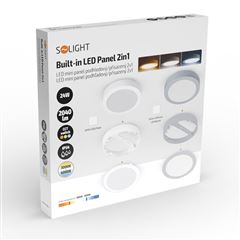 Solight LED mini panel koupelnový 2v1, 3CCT, podhledový/přisazený, 24W, 2040lm, IP54, stříbrná, kulatý