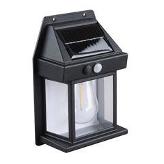 Solight LED solární lucerna nástěnná, teplá bílá, 12x17cm, černá