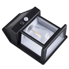 Solight LED solární lucerna nástěnná, teplá bílá, 12x17cm, černá