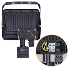 Solight LED reflektor Easy se sensorem, 30W, 2400lm, 4000K, IP44, černý