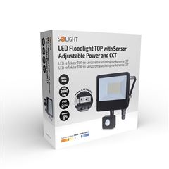 Solight LED reflektor se senzorem TOP, 30W, max. 3900lm, 3CCT, volitený výkon 100/66%, IP65, rychlospojka