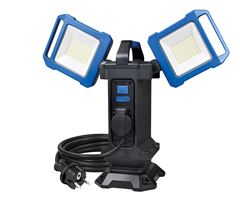 Solight duální přenosný LED reflektor se zásuvkou, 2x30W, 5400lm, 4000K, kabel se zástrčkou, IP54
