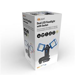 Solight duální přenosný LED reflektor se zásuvkou, 2x30W, 5400lm, 4000K, kabel se zástrčkou, IP54