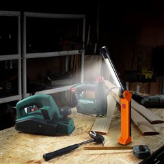 Solight pracovní nabíjecí LED lampa,  500lm + 70lm, COB, Li-Ion, USB, černooranžová