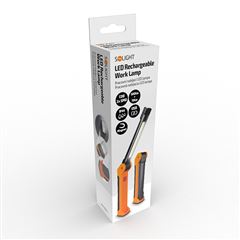 Solight pracovní nabíjecí LED lampa,  500lm + 70lm, COB, Li-Ion, USB, černooranžová