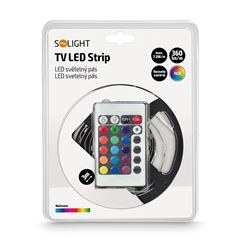 Solight LED světelný pás, RGB, 3m, sada s 12V adaptérem a dálk. ovladačem, 7,2W/m, IP20