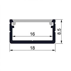 Solight hliníková lišta pro LED pásky 2, 18x9mm, mléčný difuzor, 1m