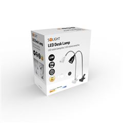 Solight LED stolní lampička, 2.5W, 3000K, clip, bílá barva