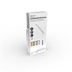Solight LED stmívatelná stolní lampička s displejem, 7W, volba teploty světla, bílý lesk
