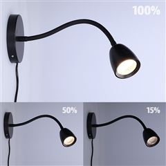 Solight LED nástěnná lampička, stmívatelná, 4W, 280lm, 3000K, černá