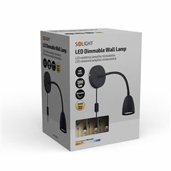 Solight LED nástěnná lampička, stmívatelná, 4W, 280lm, 3000K, černá