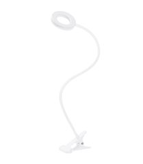 Solight LED stmívatelná stolní lampička s klipem bílá, 300lm, nastavitelná teplota světla, USB
