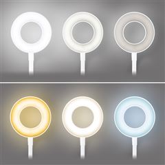 Solight LED stmívatelná stolní lampička s klipem bílá, 300lm, nastavitelná teplota světla, USB