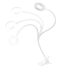 Solight LED stmívatelná stolní lampička s klipem bílá, 300lm, nastavitelná teplota světla, USB