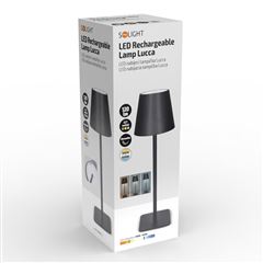 Solight LED nabíjecí lampička Lucca, 120lm, změna CCT, stmívání, černá