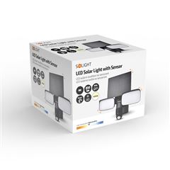Solight LED solární osvětlení se senzorem, 9W, 850lm, 4000K, Li-Ion, černá