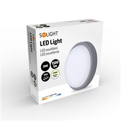 Solight LED venkovní osvětlení kulaté, 20W, 1500lm, 4000K, IP54, 20cm, šedá barva