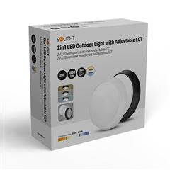 Solight LED venkovní osvětlení, nastavitelná teplota světla - 3CCT, 15/18/20W, 1800lm, 22cm, 2v1 - bílý a černý kryt