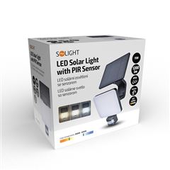 Solight LED solární osvětlení se senzorem, 11W, 1200lm, 3 CCT, Li-Ion, černá