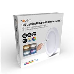 Solight LED osvětlení s dálkovým ovladačem Floco, 30W + 6W RGB, 2100lm, 40cm, změna chromatičnosti, stmívatelné