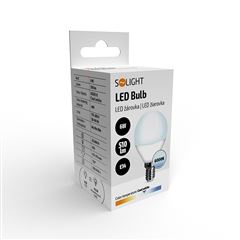 Solight LED žárovka, miniglobe, 6W, E14, 6000K, 510lm