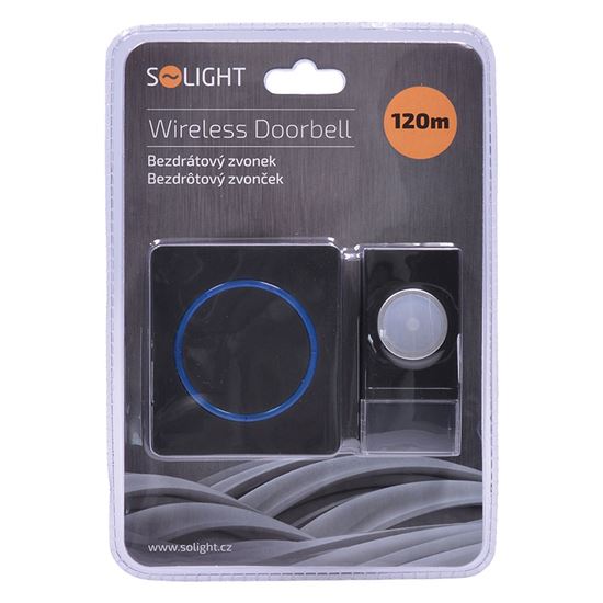 Solight wireless doorbell, plug-in, 120m, fixed code, black