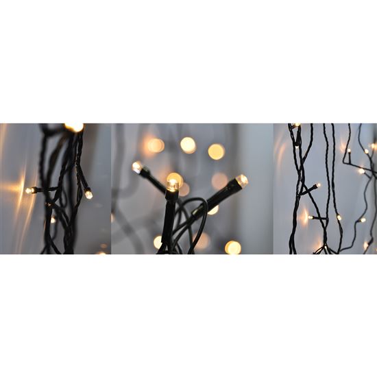 Solight LED Outdoor Christmas Chain, 200 LED, 10m, 5m Inlet, 8 Functions, IP44, Warm White