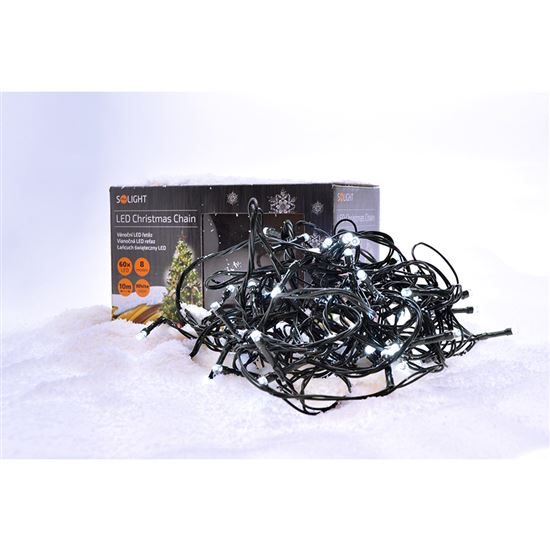 Solight LED Outdoor Christmas Chain, 400 LED, 20m, 5m lead, 8 functions, IP44, cool white