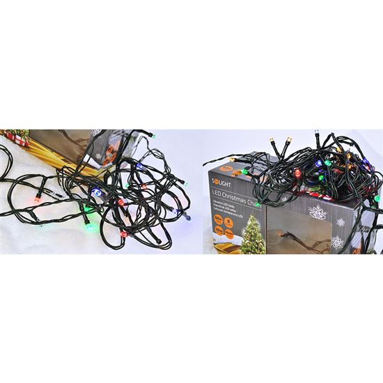 Solight LED Outdoor Christmas Chain, 200 LED, 20m, 5m Input, 8 Functions, Timer, IP44, Multicolor