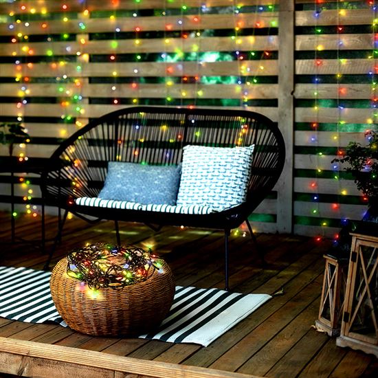 Solight LED Outdoor Christmas Chain, 200 LED, 20m, 5m Input, 8 Functions, Timer, IP44, Multicolor