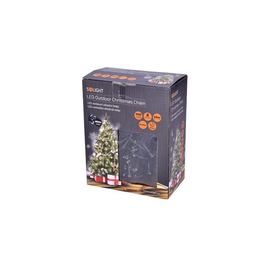 Solight LED Outdoor Christmas Chain, 200 LED, 20m, 5m power, 8 functions, timer, IP44, cool white