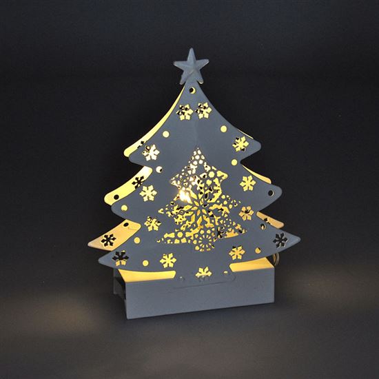 Solight LED Christmas tree, metal, 2x AA