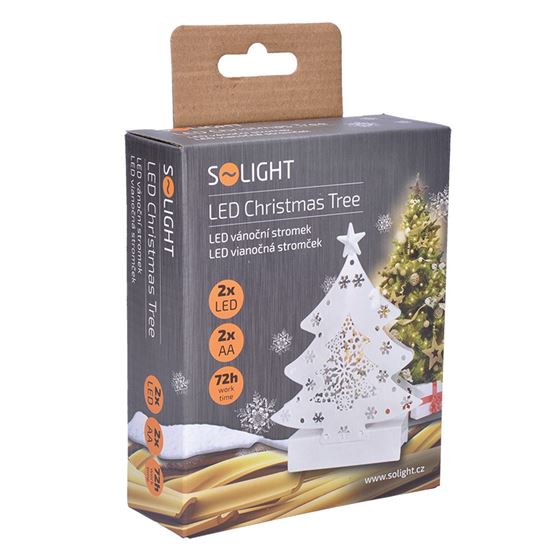 Solight LED Christmas tree, metal, 2x AA
