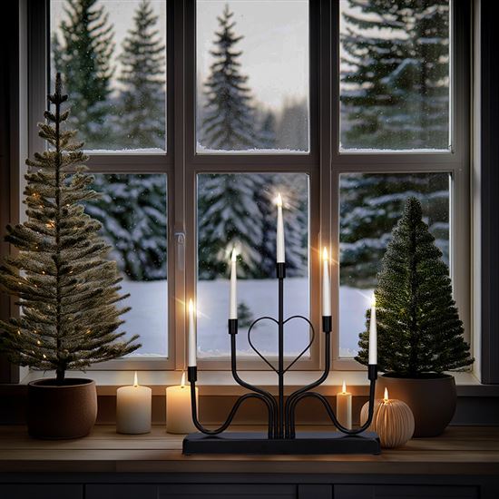 Solight LED metal candlestick, 5x LED, black, 40cm