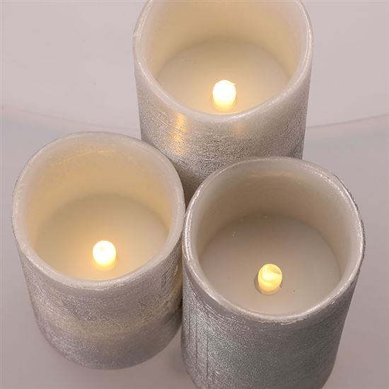 Solight set of LED candles, 3 pcs, 10/13/16cm, silver, 3x AAA